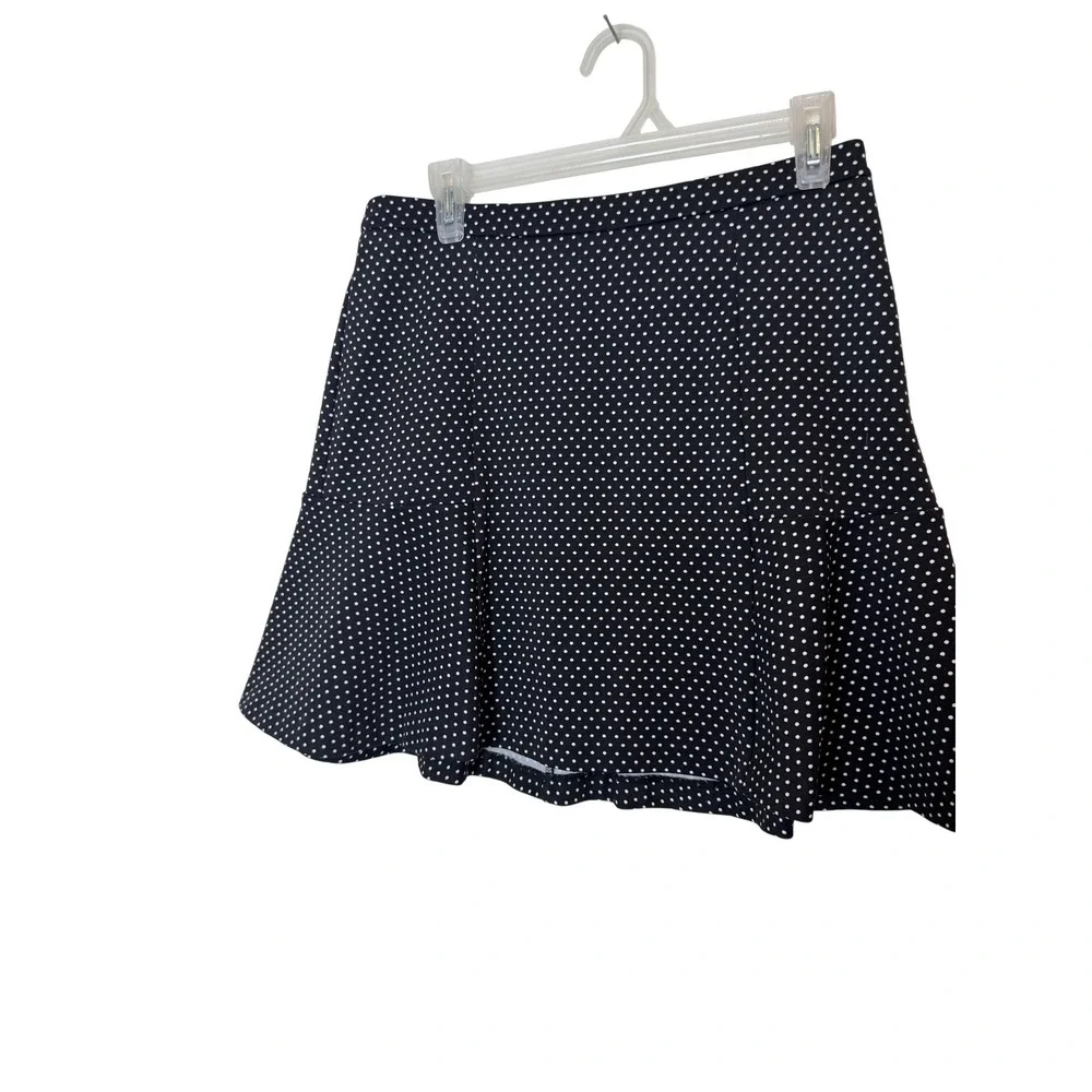 MICHAEL Michael Kors Skirt Womens‎ 6 Black Polka Dot Knit Ruffle Mini Zip Skater